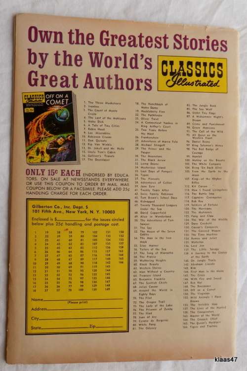 Classics Illustrated - No. 64 - 1967 - Treasure Island - Robert Louis Stevenson - Cover damage