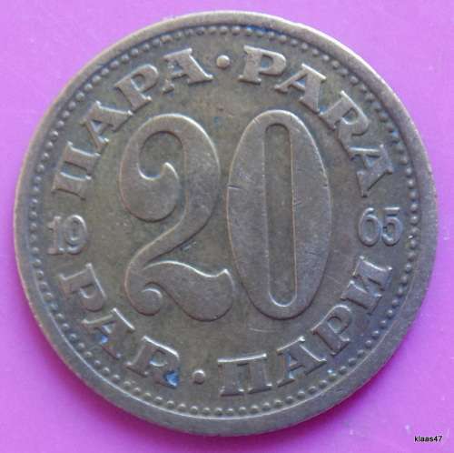 Yugoslavia - 1965 - 20 Para - Aluminium-brass