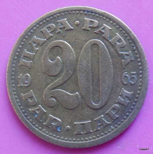 Yugoslavia - 1965 - 20 Para - Aluminium-brass