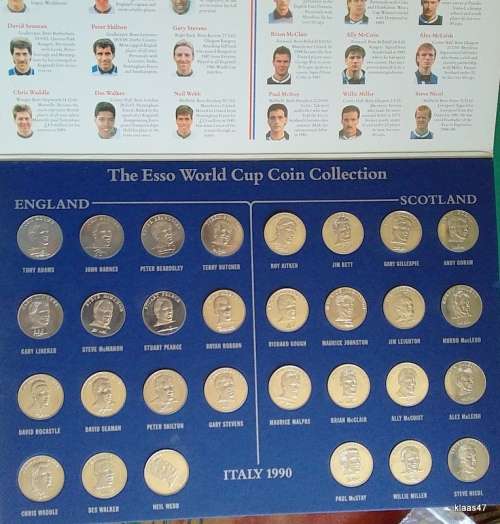 Esso Italy World Cup Coin Collection 1990 England and Scotland (In Folder) - Complete