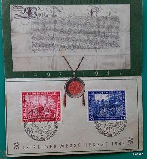 Germany - 1947 - Leipziger Messe Herbst Card - with 2 stamps - Cancellation date 7.9.47
