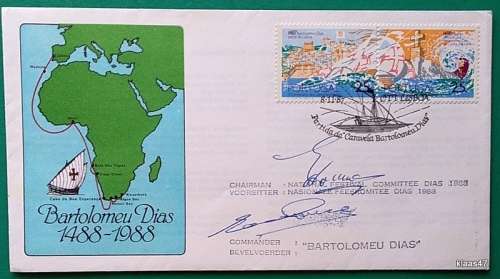 RSA - Bartolomeu Dias Festival Cover 1988 - Signed: Festival Chairman and Ship Commander
