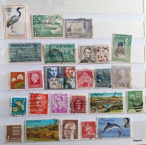 World Mix - Mixed lot of 24 Used (some hinged some still on paper) stamps