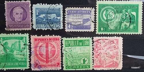 Cuba - 1930`s -1940`s - Mixed Lot of 8 Used (some Hinged) stamps
