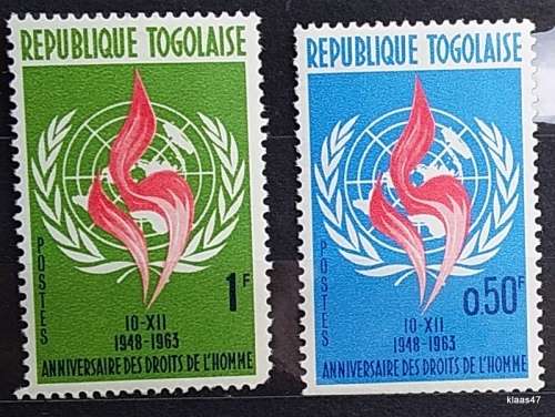 Togo - 1963 - Human Rights - 2 Unused hinged stamps