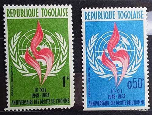 Togo - 1963 - Human Rights - 2 Unused hinged stamps