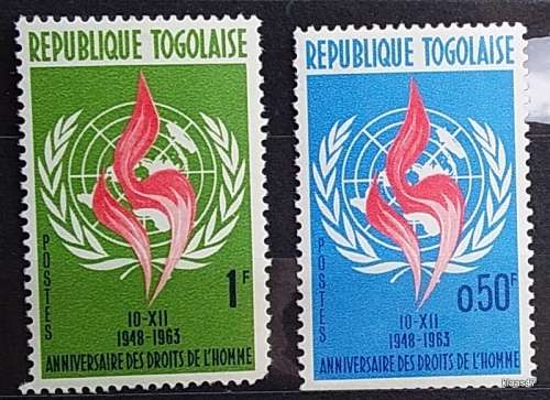 Togo - 1963 - Human Rights - 2 Unused hinged stamps