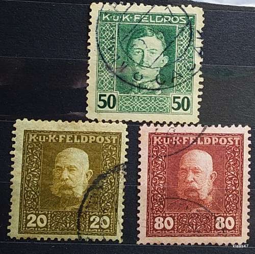 Austro-Hungarian Military Post - KuK Feldpost - 3 Used stamps