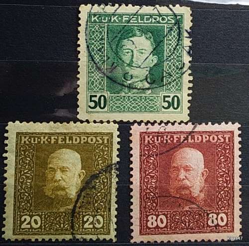 Austro-Hungarian Military Post - KuK Feldpost - 3 Used stamps
