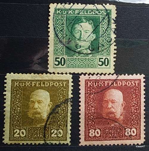 Austro-Hungarian Military Post - KuK Feldpost - 3 Used stamps