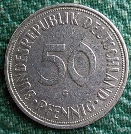 Germany - 50 Pfennig - 1950 G - Reeded edge - Copper-nickel