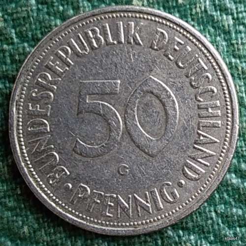 Germany - 50 Pfennig - 1950 G - Reeded edge - Copper-nickel