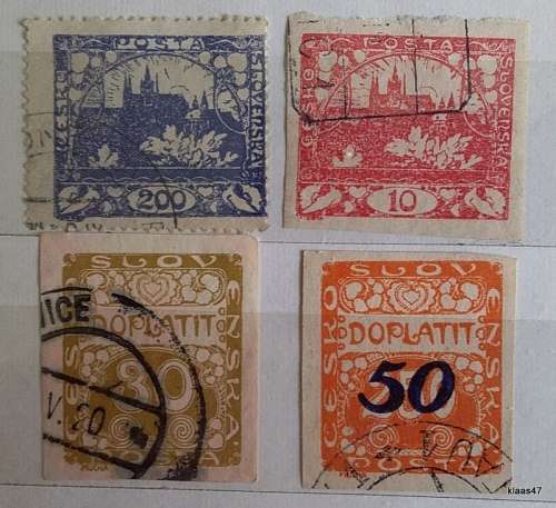 Czechoslovakia - 1918/19 - 1st Definitive - 2 Used stamps -  1918/20 - 2 Used Postage Due Stamps