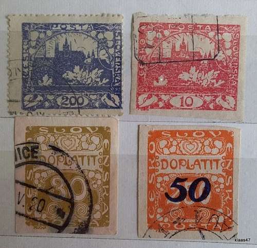 Czechoslovakia - 1918/19 - 1st Definitive - 2 Used stamps -  1918/20 - 2 Used Postage Due Stamps