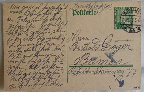 Postkarte - Deutsches Reich Rheinland - Pre printed - Dated 1925 Berlin