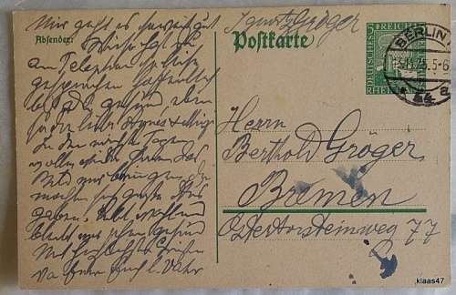 Postkarte - Deutsches Reich Rheinland - Pre printed - Dated 1925 Berlin