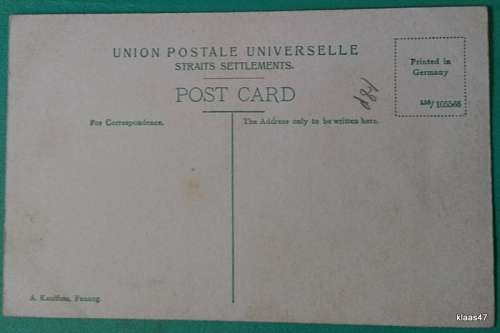UPU Straits Settlements - No. 77 - The Fort and Government Offices, Penang - 1900`s Postcard