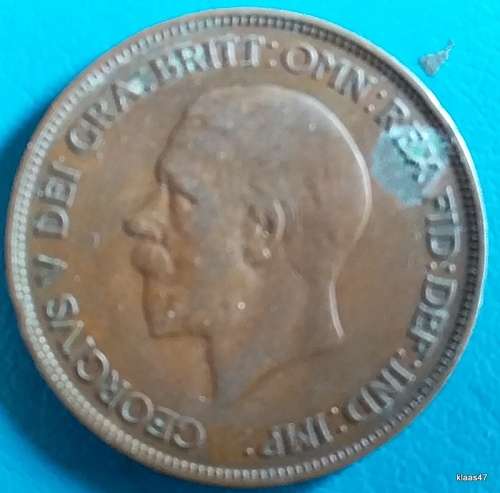 GB - George V - 1928 - One Penny - (smaller portrait) - Bronze