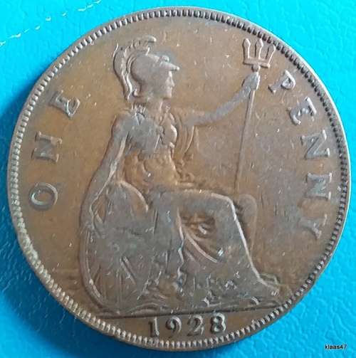 GB - George V - 1928 - One Penny - (smaller portrait) - Bronze