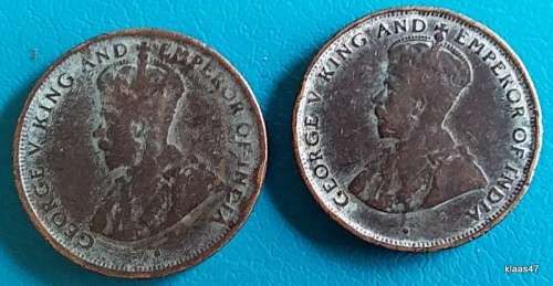 Ceylon - George V - 1922 and 23  - One cent x2 - Bronze