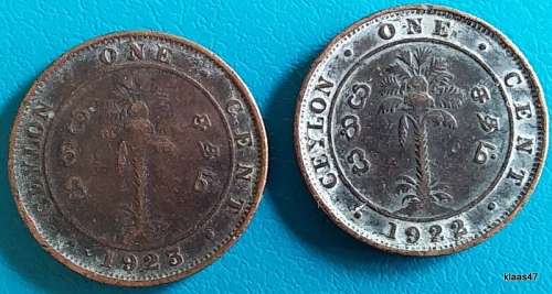 Ceylon - George V - 1922 and 23  - One cent x2 - Bronze