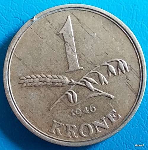 Denmark - 1946 - Christian X - 1 Krone - Aluminium-bronze