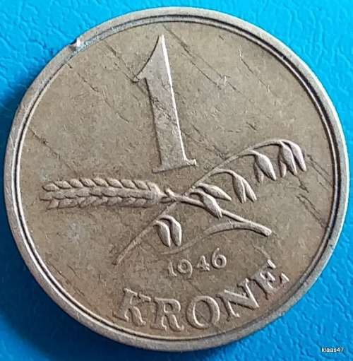 Denmark - 1946 - Christian X - 1 Krone - Aluminium-bronze