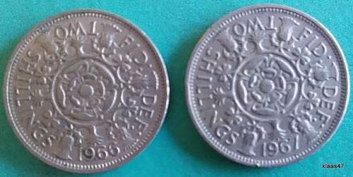 GB - Two Shilling x 2 - 1966/67 - Copper-nickel