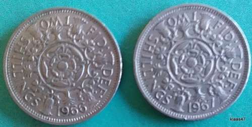 GB - Two Shilling x 2 - 1966/67 - Copper-nickel