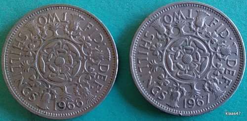 GB - Two Shilling x 2 - 1966/67 - Copper-nickel