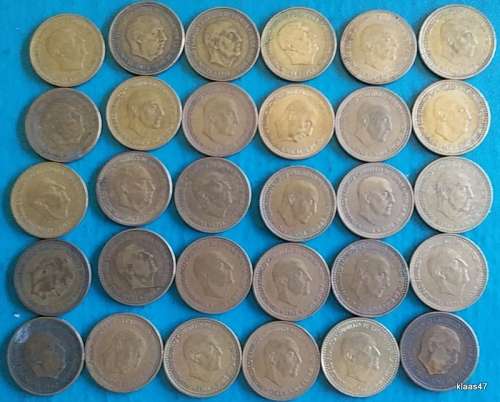Spain - One Peseta x 30 - 1947x2 1953x3 1963x1 1966x24 - Aluminium-bronze