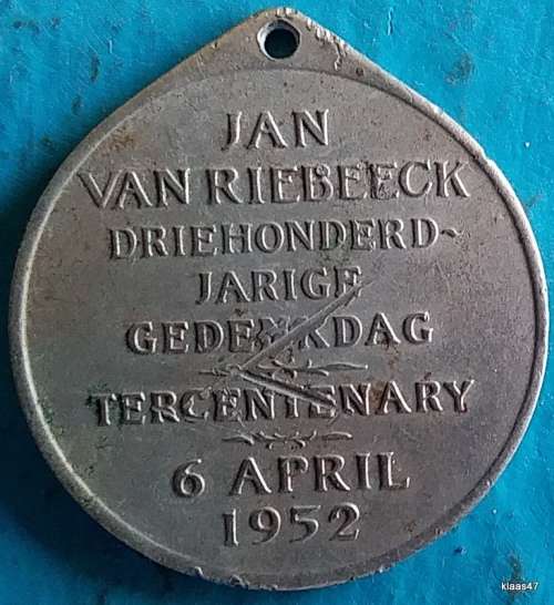 Van Riebeeck Tercentenary - 6 April 1952 - Medallion