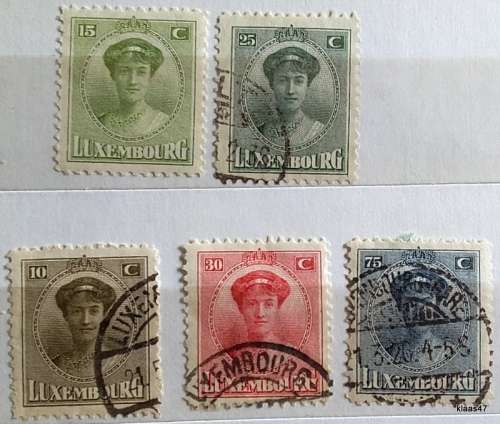 Luxembourg - 1921-26 - Grand Duchess Charlotte - 5 Used Hinged stamps