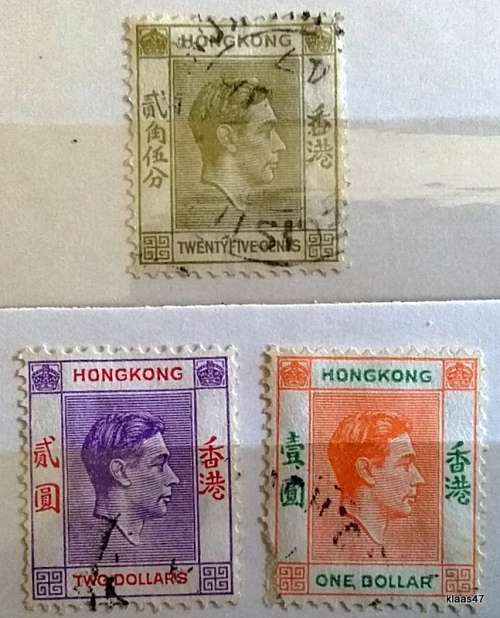 Hong Kong - 1938/52 - George Vi - 3 Used Hinged stamps