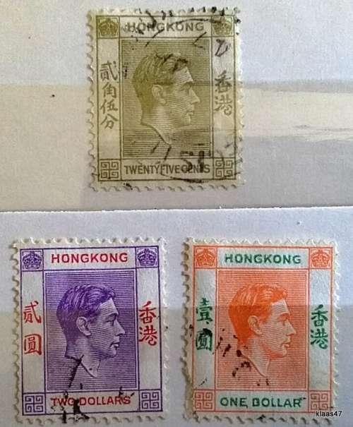 Hong Kong - 1938/52 - George Vi - 3 Used Hinged stamps
