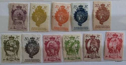 Lichtenstein - 1920 - Coat of Arms - 11 Unused Hinged stamps