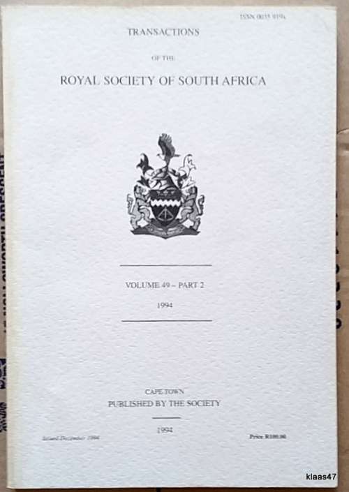 Transactions of the Royal Society of South Africa - Volume 49 - Part 2 - 1994