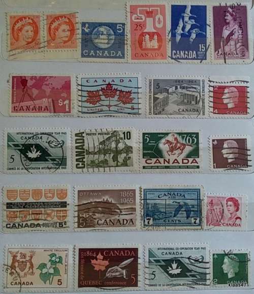 Canada - Mixed Lot of 22  Used (some Hinged) stamps