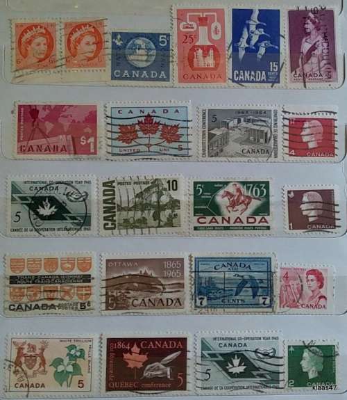 Canada - Mixed Lot of 22  Used (some Hinged) stamps