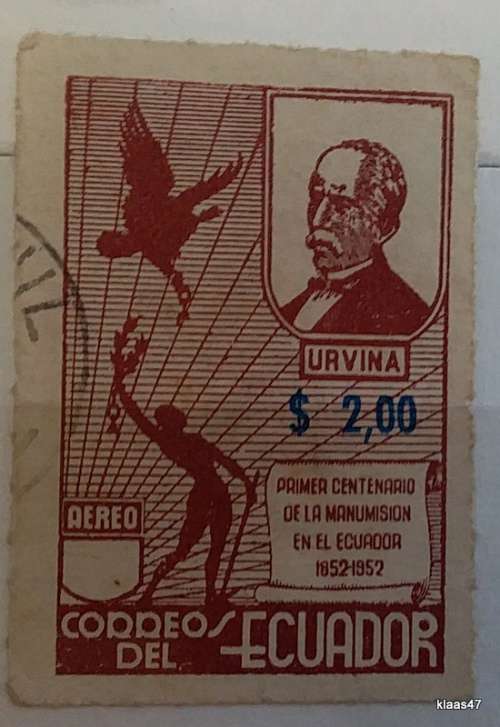 Ecuador - 1952 - Abolition of Slavery Centenary - 1 Imperf Used Hinged Airmail stamp