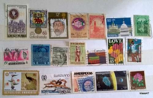 World Mix - Mixed Lot of 19 Used (some Hinged) stamps