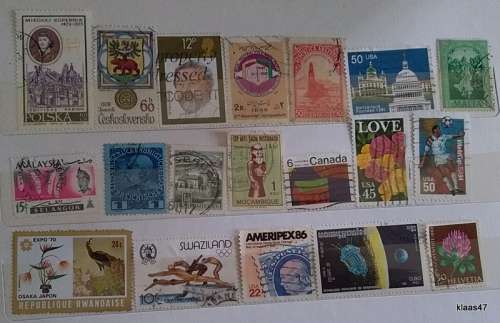 World Mix - Mixed Lot of 19 Used (some Hinged) stamps