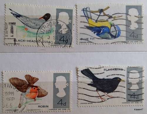 GB - 1966 - Birds - Set of 4 Used Hinged stamps