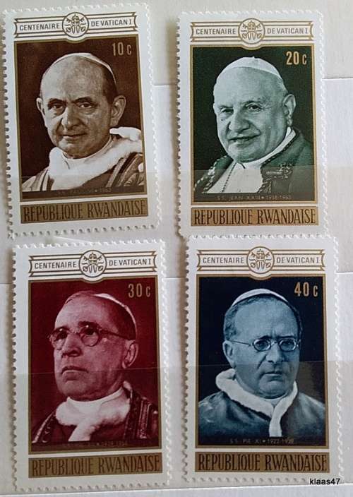 Rwanda - 1970 - Various Popes - Set of 4 Unused Hinged stamps