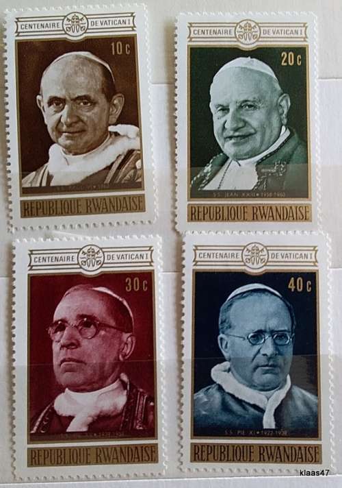 Rwanda - 1970 - Various Popes - Set of 4 Unused Hinged stamps