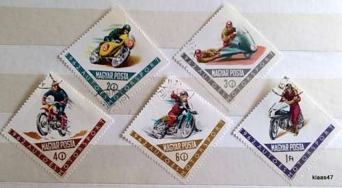 Hungary - 1962 -  Motorcycles - 5 Cancelled Hinged stamps
