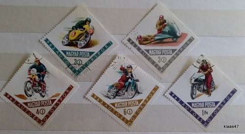 Hungary - 1962 -  Motorcycles - 5 Cancelled Hinged stamps