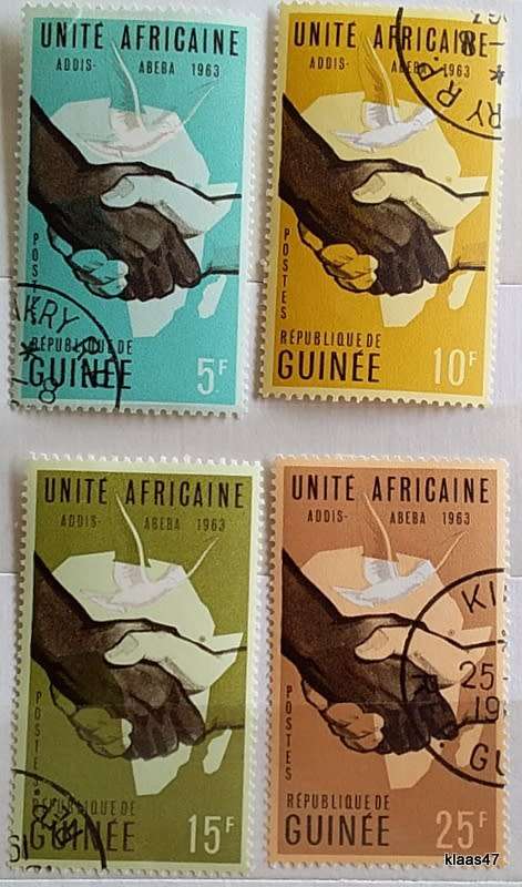Guinea - 1963 - African conference - Set of 4 Cancelled Hinged stamps