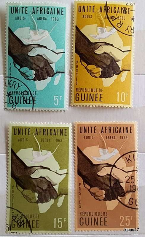 Guinea - 1963 - African conference - Set of 4 Cancelled Hinged stamps
