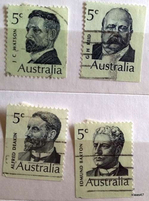 Australia - 1969 - Prime Ministers -  Australian Decimal - Set of 4 Used Hinged Stamps